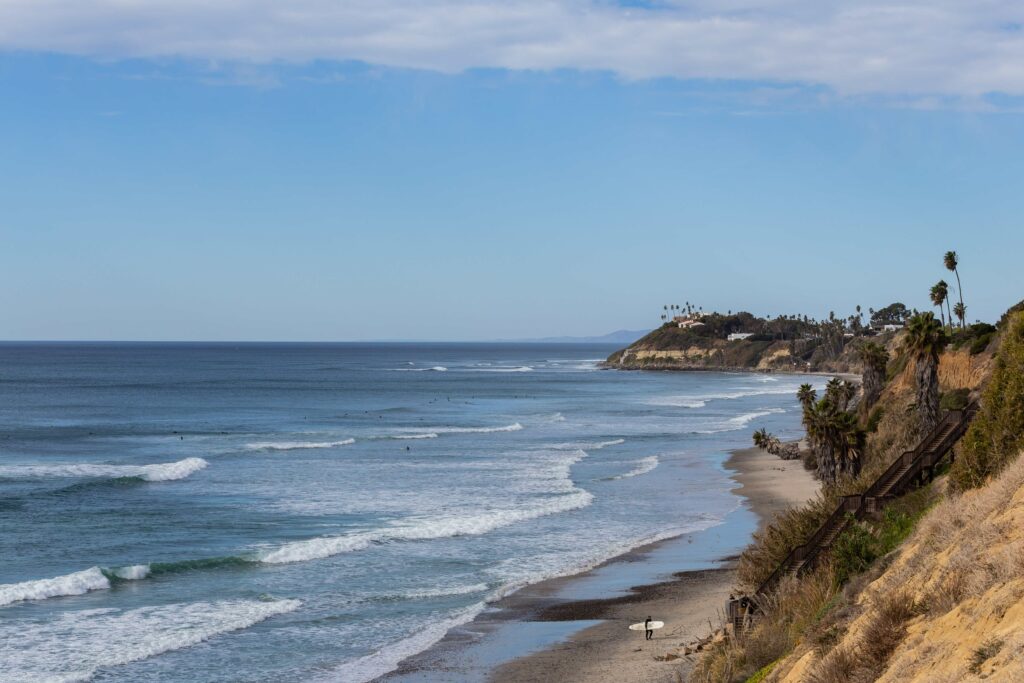 Aerial photo of the California coastline.
