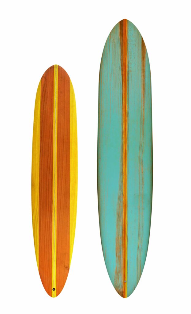 Fun board next to a longboard